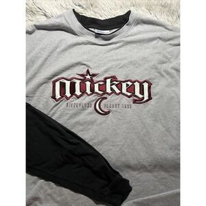 Disneyland 1955 Mickey Mouse Disney Resort Gray Ringer Long Sleeve Tee XXL